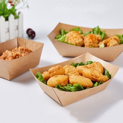 0.25LB 25# Biyobozunur Tek Kullanımlık Sofra Eşyası Patates Kızartması Atıştırmalık Tepsileri