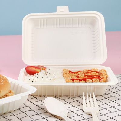 Restoran 9 inç Mısır Nişastası Tek Kullanımlık Çatal Bıçak Takımı 3 Bölmeli Kapaklı Gıda Ambalajı