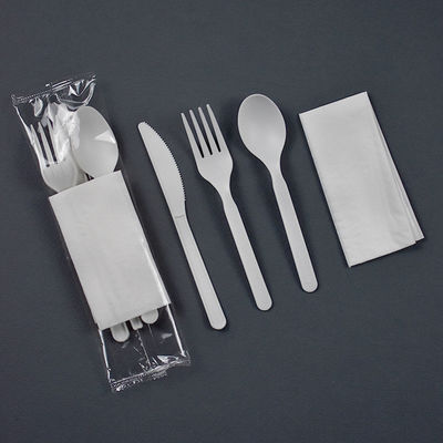 6 inç Biyodegradable Cornstarch Masa Tablosu Bireysel Paketlenmiş Tek kullanımlık yemek takımları seti