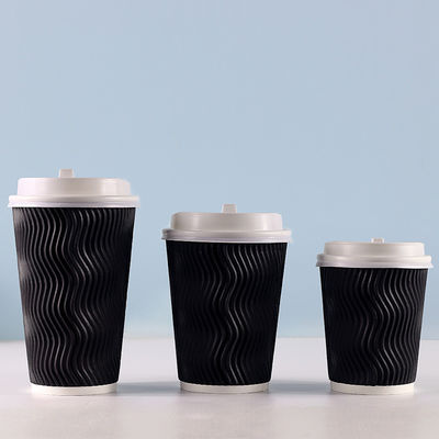 400ml PLA Güçlü Dayanıklı Dalgalanmış Kağıt 12oz Kapaklı Dalgalanmış Kadehler