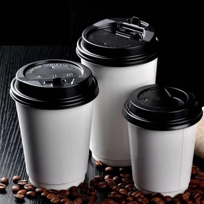16 oz 500cc Tek kullanımlık beyaz kağıt kahve bardağı Çift katman kağıt bardağı