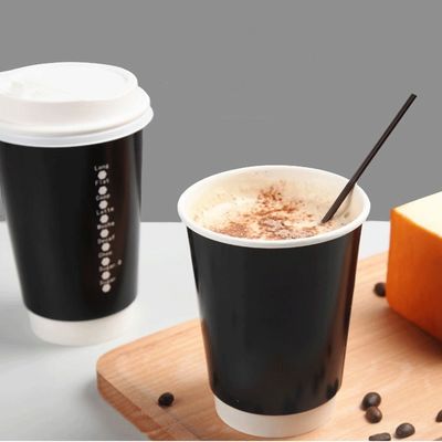EN13432 Tek Kullanımlık Kağıt Bardaklar 400Ml 12Oz Özel Paket Kahve Bardakları Kapaklı