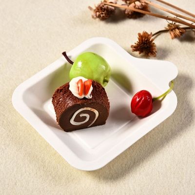 7g Mini Biyobozunur Şeker Kamışı Bagas Tableware Kağıt Hamuru Tatlı Gıda Tepsisi Parti İçin