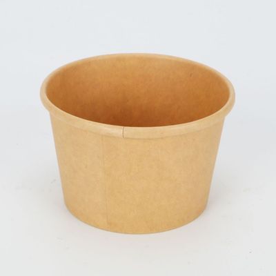 PLA Kaplamalı Tek Kullanımlık Biyobozunur Paket Servis Kapları Kraft Kağıt Çorba Kasesi 16oz 24oz