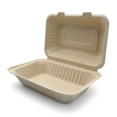 600ml 1000ml Yemek Takımı Kompostlanabilir Parti Sofra Takımı Bagas Pulp Öğle Yemeği Bento Kutusu
