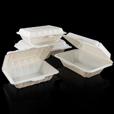 Restoran 9 inç Mısır Nişastası Tek Kullanımlık Çatal Bıçak Takımı 3 Bölmeli Kapaklı Gıda Ambalajı