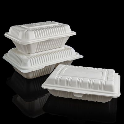 Restoran 9 inç Mısır Nişastası Tek Kullanımlık Çatal Bıçak Takımı 3 Bölmeli Kapaklı Gıda Ambalajı