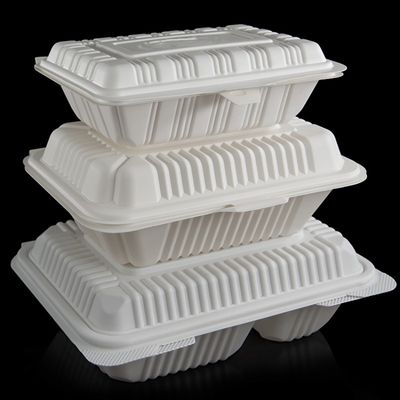 Restoran 9 inç Mısır Nişastası Tek Kullanımlık Çatal Bıçak Takımı 3 Bölmeli Kapaklı Gıda Ambalajı