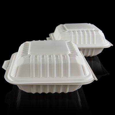 Restoran 9 inç Mısır Nişastası Tek Kullanımlık Çatal Bıçak Takımı 3 Bölmeli Kapaklı Gıda Ambalajı