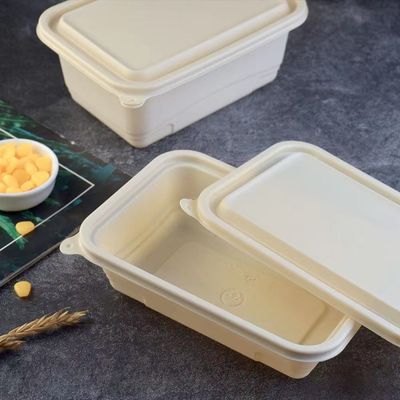 500 600ml Tek kullanımlık kompost edilebilir mısır nişastası yemek öğle yemeği kutusu fast food ambalaj kutusu