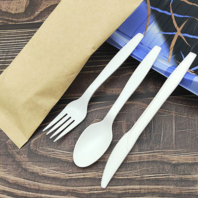 6 inç Biyodegradable Cornstarch Masa Tablosu Bireysel Paketlenmiş Tek kullanımlık yemek takımları seti