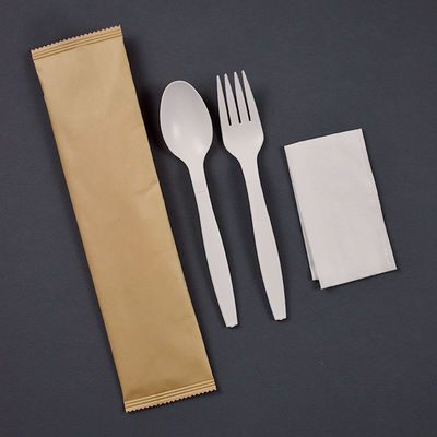 6 inç Biyodegradable Cornstarch Masa Tablosu Bireysel Paketlenmiş Tek kullanımlık yemek takımları seti