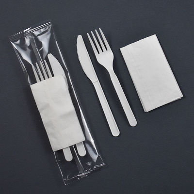 6 inç Biyodegradable Cornstarch Masa Tablosu Bireysel Paketlenmiş Tek kullanımlık yemek takımları seti
