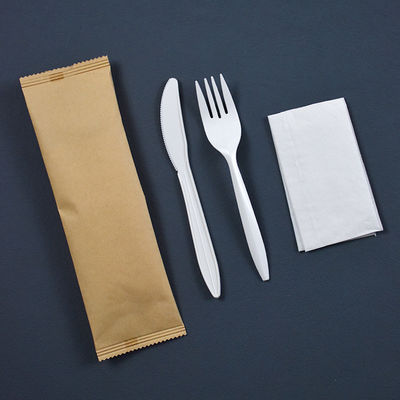 6 inç Biyodegradable Cornstarch Masa Tablosu Bireysel Paketlenmiş Tek kullanımlık yemek takımları seti