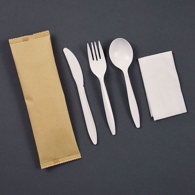 6 inç Biyodegradable Cornstarch Masa Tablosu Bireysel Paketlenmiş Tek kullanımlık yemek takımları seti