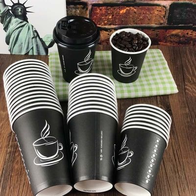 2.5oz özel basılı siyah tek kullanımlık kahve fincanları 8oz kahve tek duvarlı fincanlar