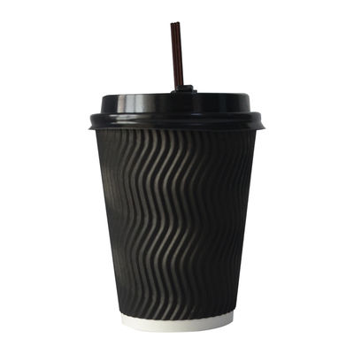 400ml PLA Güçlü Dayanıklı Dalgalanmış Kağıt 12oz Kapaklı Dalgalanmış Kadehler