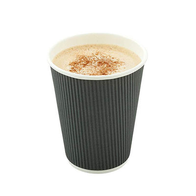 400ml PLA Güçlü Dayanıklı Dalgalanmış Kağıt 12oz Kapaklı Dalgalanmış Kadehler