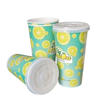 22 oz 640 ml PE PLA Cola Tek kullanımlık kağıt bardaklar Kağıt soğuk içecek bardaklar 300 gram