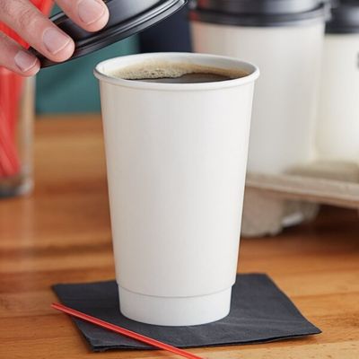 16 oz 500cc Tek kullanımlık beyaz kağıt kahve bardağı Çift katman kağıt bardağı
